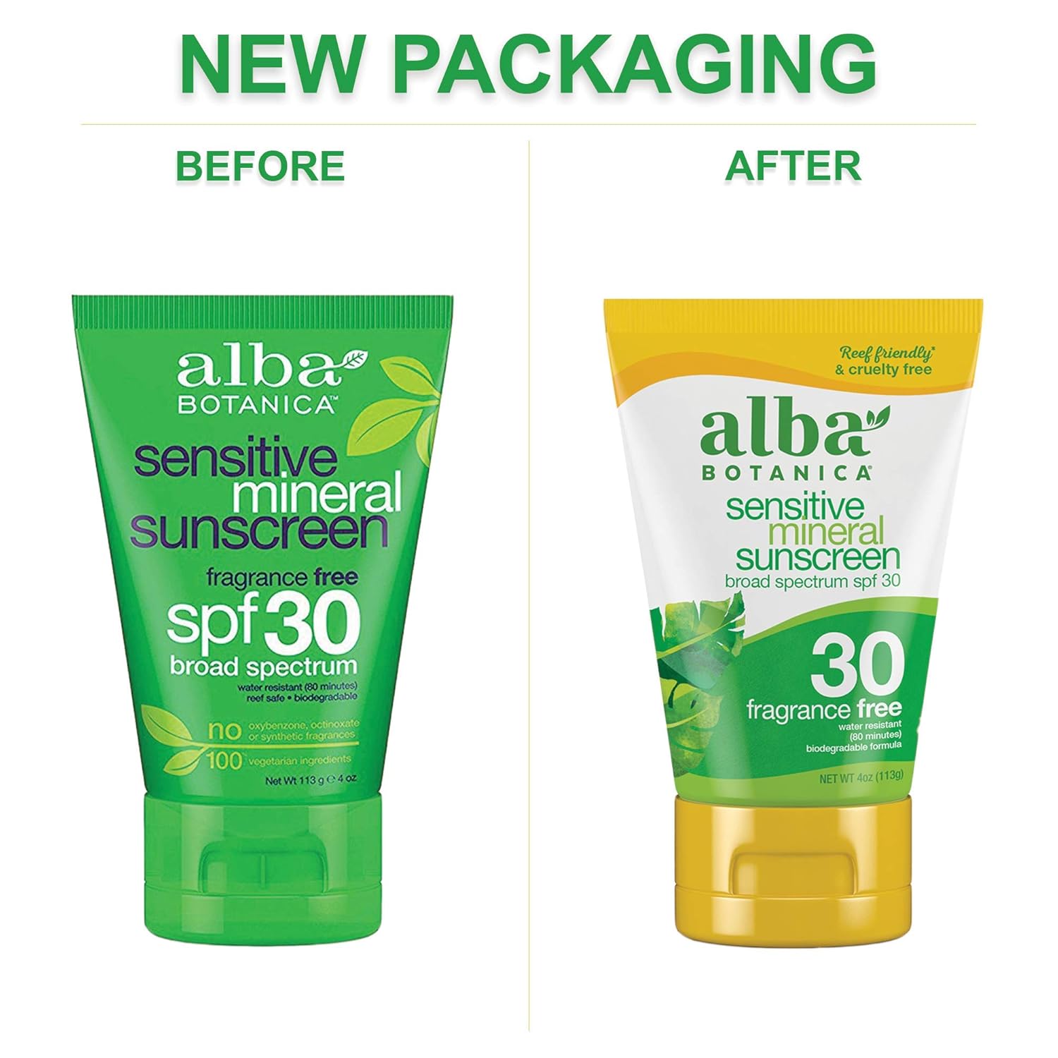 Alba Botanica Sunscreen Lotion, Sensitive Mineral, SPF 30, Fragrance Free, 4 Oz: Beauty