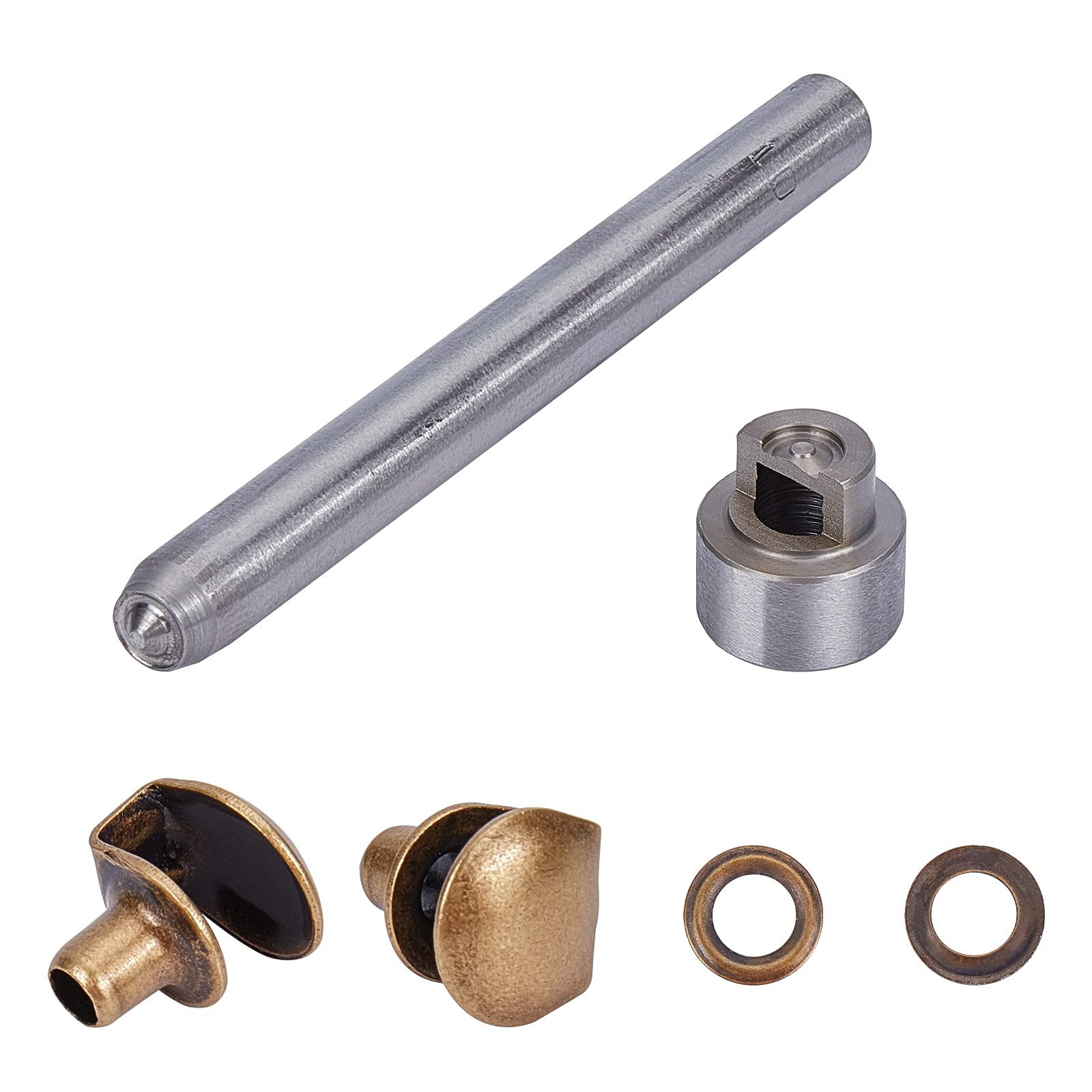 PH PandaHall 20 Sets Boot Lace Hooks Kit, Brass Shoes Eyelets Shoe Buckles Press Stud Tools with Rivets Rings for Walking Boots Climb Hiking Shoes Work Outdoor Mountaineering Boots, Antique Brown