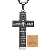 HSWYFCJY Bible Verse Cross Necklace for Men, Pendant Rope Chain for Baptism, Confirmation, First Holy Communion, Christening - Christian Gift for Father's Day