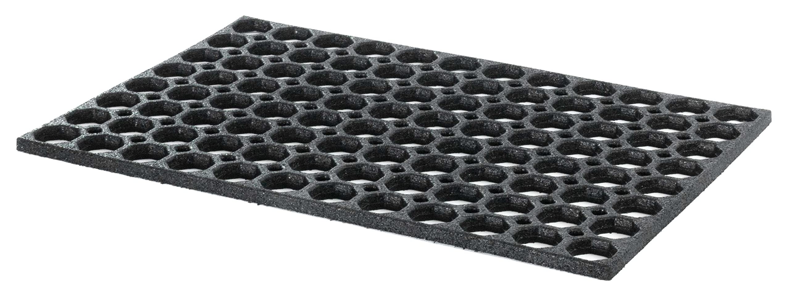 Honeycomb Outdoor Rubber Doormat Boot Scraper Front Door Mat, Heavy Duty Recycled Rubber with Drainage Holes, Anti Fatigue Dirt Scraper Playground Garden Matting (60x40cm, 1.3cm Thick, Small)
