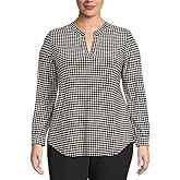 Anne Klein Women's Plus Size Printed Ity Split Neck Tunic