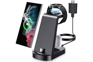 Charging Station for Samsung Multiple Devices, VCVS 3 in 1 Fast Charger Station, Wireless Charger for Samsung Galaxy Watch 6/5/4/3, Galaxy S23/S22/S21/S20/S10,Note20/10,Z Flip4/5,Z Fold4/5,Galaxy Buds