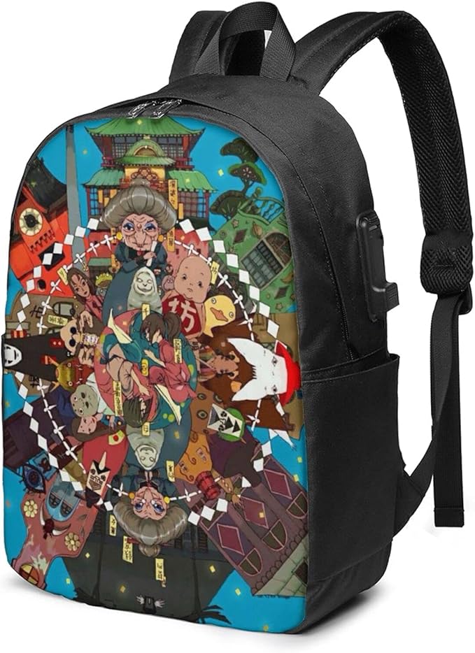 Anime Spirited Away Chihiro Ogino Haku 3D Men Women USB Backpack Book
