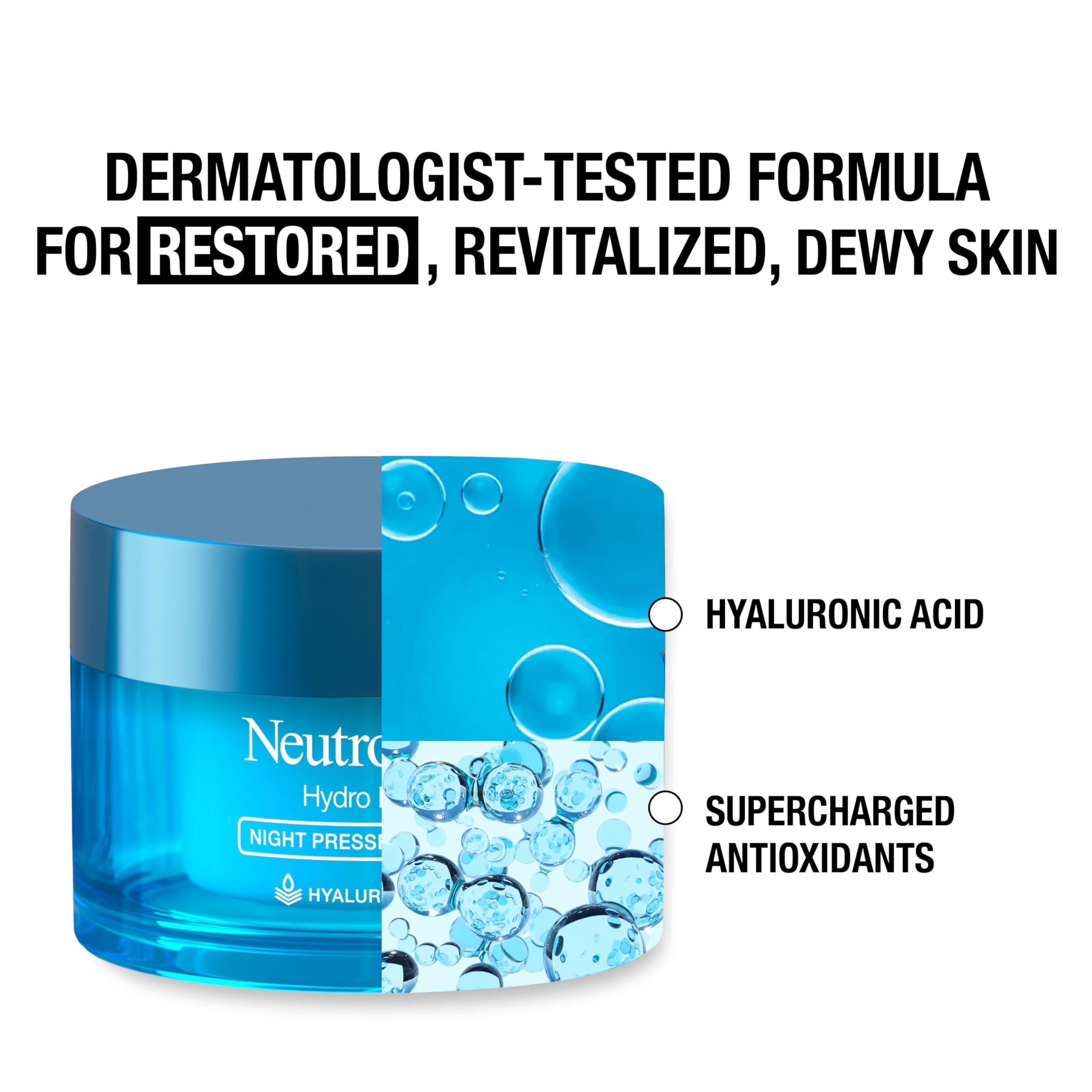 Neutrogena Hydro Boost Night Pressed Serum - with Hyaluronic Acid & Antioxidants, Hydrating Face Moisturizer that Restores & Revitalizes Skin Overnight, for Normal to Extra Dry Skin, 1.7 oz