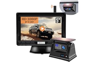 HAOKEO Magnetic Solar Wireless Backup Camera System: Smarter Camera, 5 Inch DVR 1080P HD IPS Monitor, Rechargeable Battery Power, Portable Cordless Trucks Trailer Hitch Rear View Camera for RV Camper