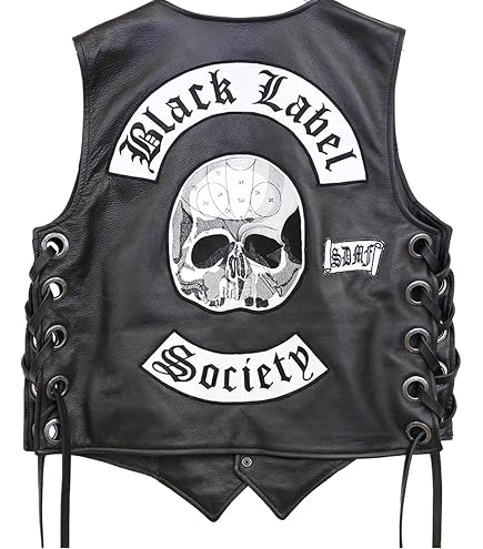 JILDISH Black Label Biker Society Real Leather Vest | BLS Skull