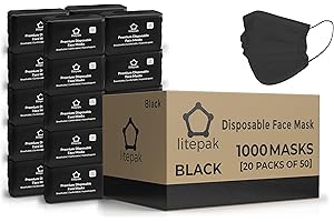 LITEPAK Disposable Face Masks - 1,000 PCS - for Home & Office - Breathable & Comfortable Filter
