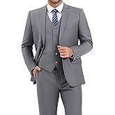 LUPURTY 3 Piece Suits for Men Slim Fit Men's Suit for Business Wedding Party 2 Button Blazer Tuxedo Set Jacket Vest Pants