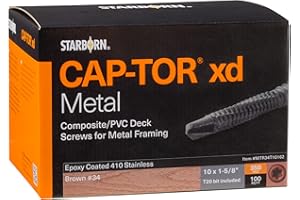 STARBORN Deckfast Metal (Cap-Tor xd Metal) - Brown (#34) - 350 pc. Deck Pack - 1-5/8" Self Drill - Type 410 Stainless Steel Deck Fastener for Use with Metal Joists & Trex Elevations