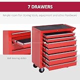 DURHAND 7-Drawer Rolling Tool Chest on Wheels Red Lockable with Side Handle view 3