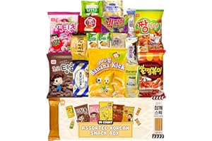 ASIATIC DISHES Korean Snack Box – 24 Pack of Korean Chips, Cookies, Crackers, Candy, Drinks, and Coffee Mix – Banana Milk, Banana Kicks, Care Package or Office Snacks for Kids and Adults