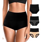 OLIKEME Womens High Waisted Underwear Tummy Control Cotton Full Coverage Ladies Panties Soft Stretch Briefs
