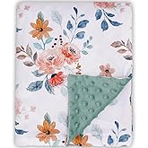 BORITAR Baby Blankets Super Soft Plush Mink Fabric for Girls Boys, Elegant Multicolor Floral Receiving Blankets with Double Layer Dotted Backing for Newborn Toddler, 30 x 40 Inch
