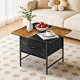 Small Coffee Table for Living Room,Storage Coffee Table with 2 Drawer,Black | Square Modern Center Table,2 Fabric Drawers,Round Corner,For Small Space,Apartment,Dorm,Home,Easy to Assembly