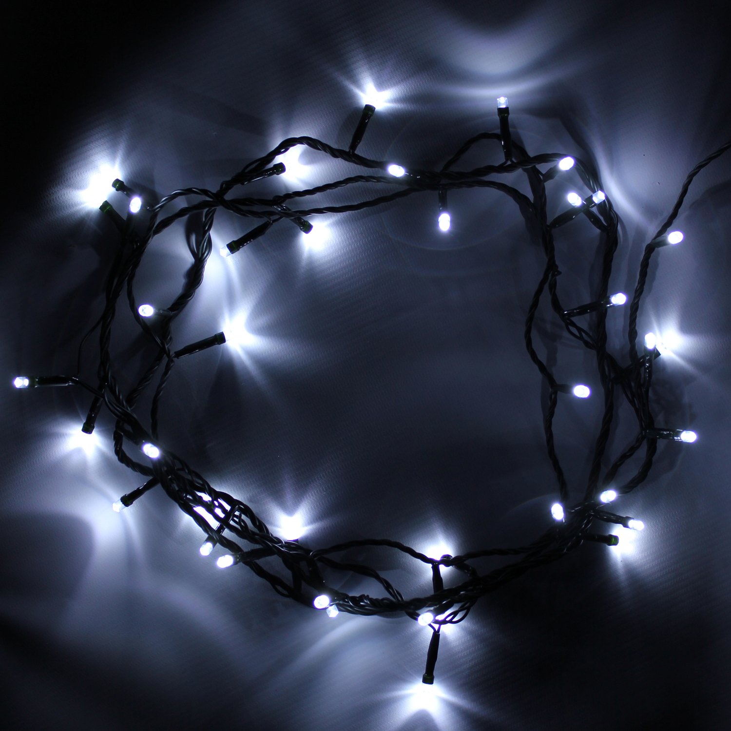 WeRChristmas 40 LED Christmas Tree Lights String with Chasing/Static Settings with 7.8 m Cable, White