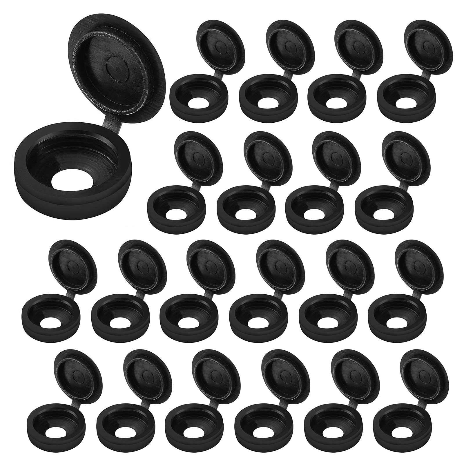 Plastic Screw Caps,200 Pcs Screw Covers Snap Cap Screws Decorative Cover, Washers Cladding Caps for 6~8 Screw for Furniture(Black)