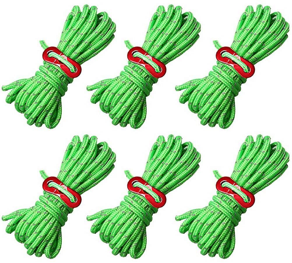 nuosen Guy Ropes, 6 Pack 4mm Tent Guy Line 13 Feet Reflective Cord Guy Line Tent Guide Rope for Awning Camping Guy Ropes, 6 Pack 4mm Tent Guy Line 13 Feet Reflective Cord Guy Line Tent Guide R