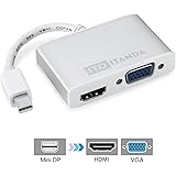 ITANDA Mini DisplayPort (Thunderbolt Port Compatible) to HDMI/VGA Male to Female 2-in-1 Adapter for Apple Macbook in Silver - Supporting 4K Resolution via HDMI