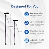 LIFE Life Healthcare Folding Walking Stick Adjustable Height Purple Cane view 5