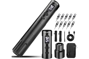 INKCHUM Wireless Tattoo Machine Rechargeable Tattoo Gun Pen, Permanent Makeup Machine with 2 Batteries OLED Display 10W Coreless Motor for Shading, Lining, Eyeliner, Eyebrow, Lips
