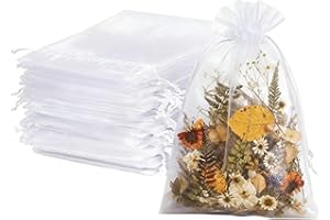 PrettyCare 100 pcs Organza Bags 4 x 4.72 in, Premium White Wedding Favor Bags, Jewelru Gift Bags for Baby Shower, Jewelry, Ch