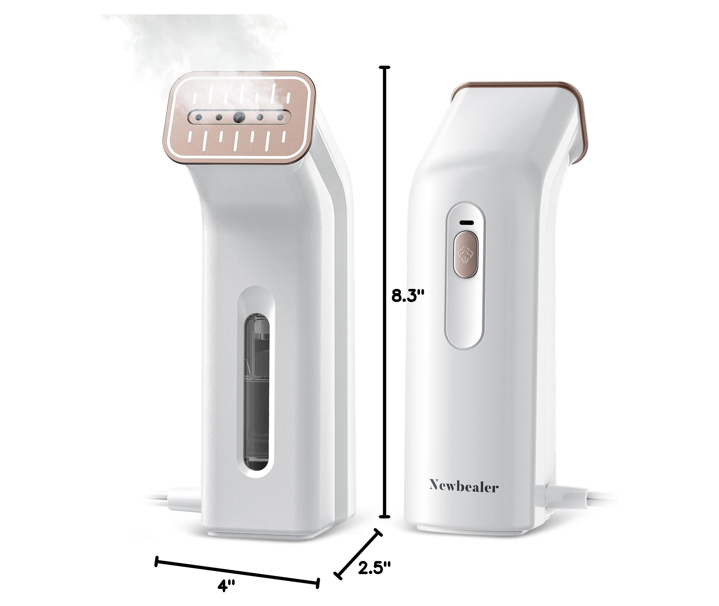 Newbealer 2in1 Steamer and Dry Iron for Beginners, Horizontal & Vertical Clothes Steamer, Non-Stick Ceramic Soleplate, 170ml Garment Wrinkle Remover, Auto-off, 1.2lbs (120V Only)
