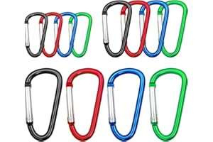 CRACRAB Carabiner Clip Multi Size Pack, Aluminum Carabiner Includes Small 2 Inch Carbineers, Medium 2.3" D Ring Clip, Large 3 Inch Caribiner Heavy Duty for Backpack