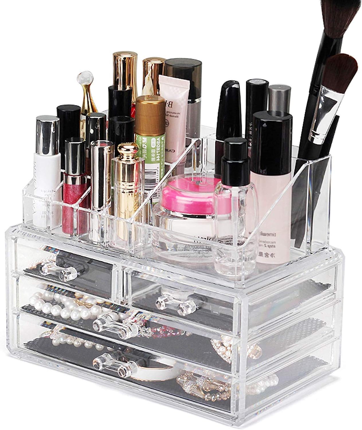 Pink Pari Cosmetic Organizer Acrylic with 4 Drawers