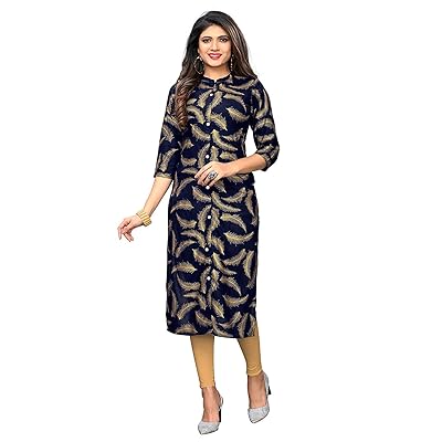 Blue Straight Kurti Tunic Tops Stylish Indian Kuwait Ubuy