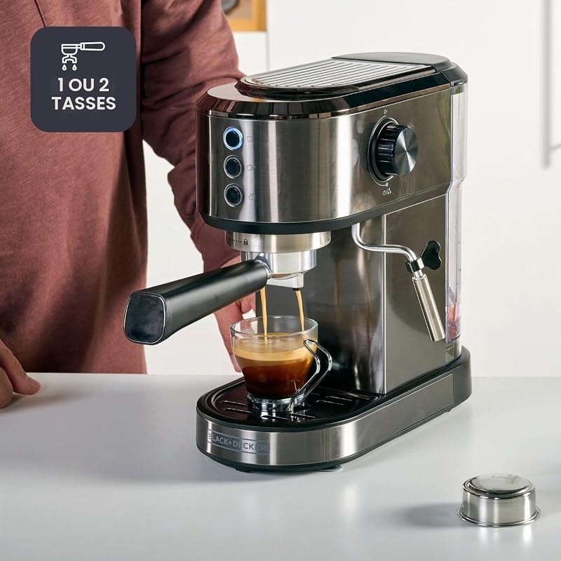 - Machine à Espresso BXCO1350E | 1350W | 20 Bars | Système Thermoblock | Filtres 1 et 2 Tasses | Buse Vapeur Orientable | Réservoir Amovible 1L | Plateau Chauffe-Tasses et Ramasse-Gouttes — photo 4 sur 8
