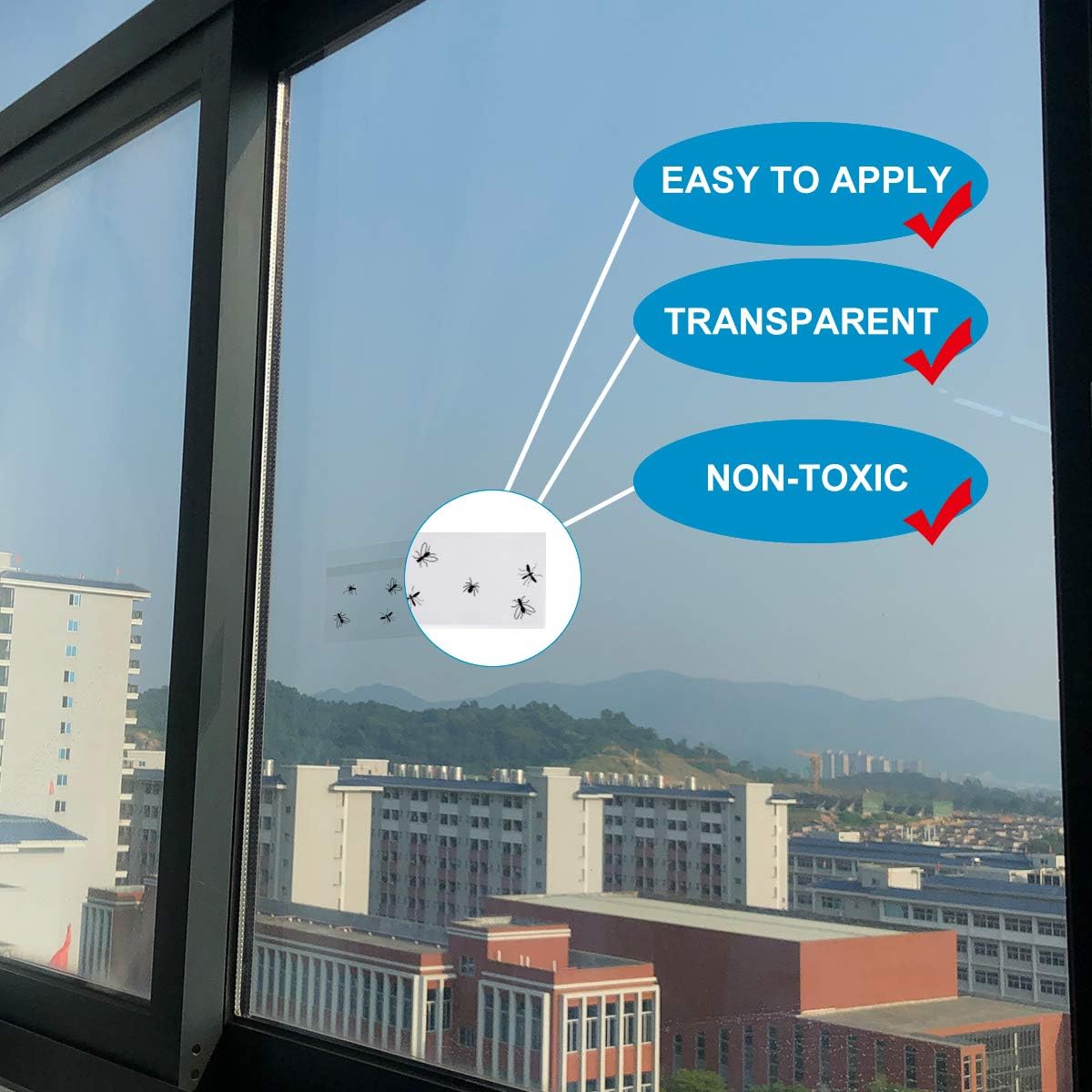 Garsum Fly Clear Window Fly Traps Bug Fly Killer Window Decal Non-Toxic, 4 Piece per Pack Total 12 Pices : Garden & Outdoor