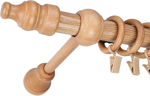 Nantural Wood Single Wooden Curtain Pole 150 Cm 59 05 Light