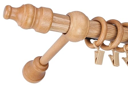 Nantural Wood Single Wooden Curtain Pole 250 Cm 98 42 Light