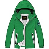 WICKHAM Boys Girls Waterproof Rain Jacket Detachable Hood Lightweight Raincoats for Kids Windbreaker Coat
