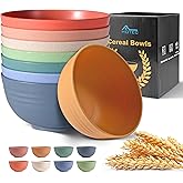 HOTEC BPA Free Unbreakable Wheat Straw Cereal Bowls - Microwave & Dishwasher Safe Soup and Salad Bowls, Set of 8, 26oz, Multicolor