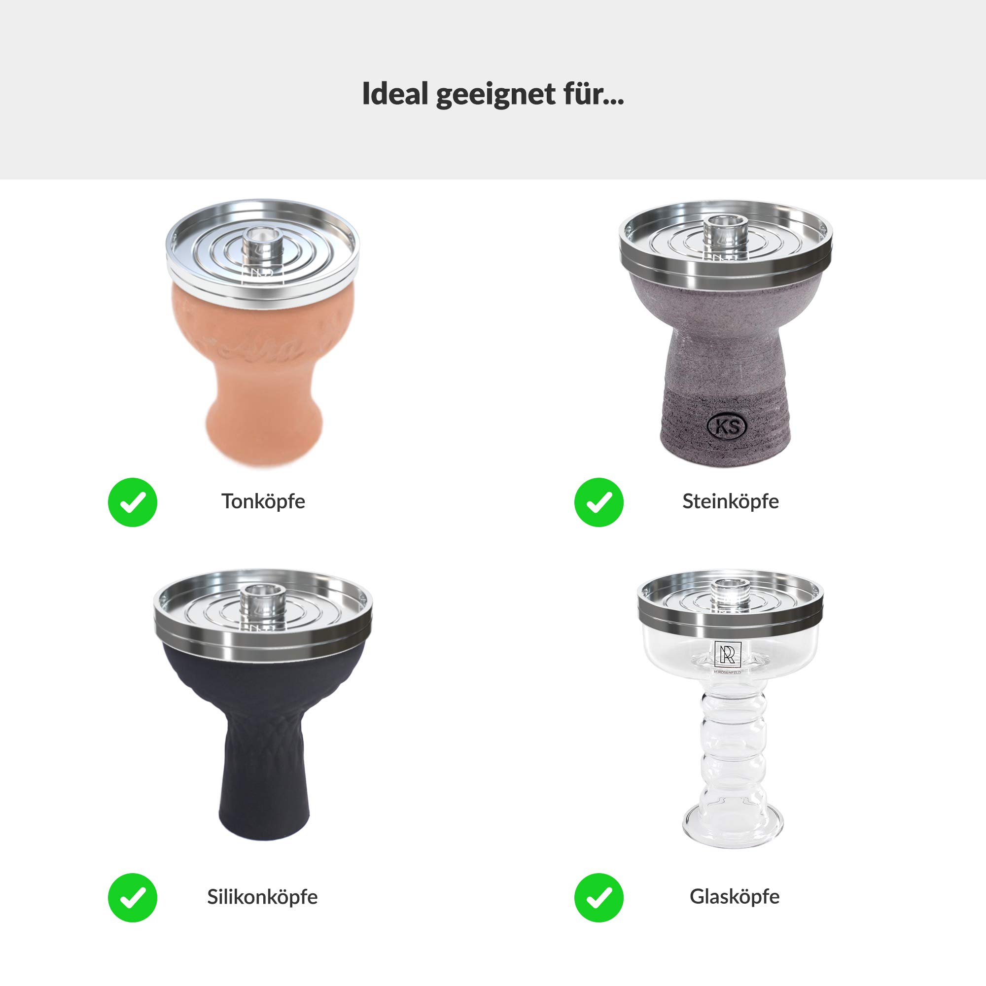 M. ROSENFELD NEU! Shisha Kaminaufsatz Zero - Innovative Shisha Smokebox Kohleaufsatz HMD für bis zu 4 Shishakohle Würfel | Keine Asche im Tabak| Universal Kohlesieb für Tabakkopf