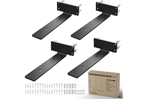 BATODA - 8" Floating Shelf Bracket (4 pcs) – Black Metal L Brackets - Hidden Brackets for Floating Wood Shelves - Blind Shelf Support - Shelving Mounting Hardware Included (Pack 4)