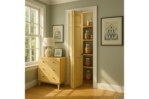 S&Z TOPHAND® 24in x 96in Paneled Wood Unfinished Bi-Fold Door, Closet Door, Pine Wood Interior Door Slab, Barn Door with Hardware Kits & Handle