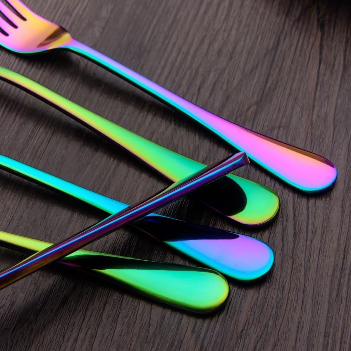 Berglander Flatware Set 20 Piece, Stainless Steel With Titanium Colorful Plated, Multicolor Flatware Set, Silverware, Rainbow Color Cutlery Set Service For 4: Kitchen & Dining