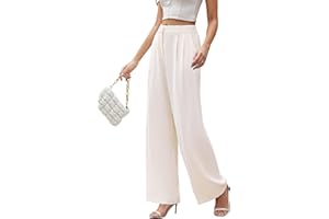 FUNYYZO Women Suit Pants Wide Leg Pants High Elastic Waisted in The Back Business Work Trousers Long Straight