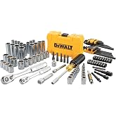 DEWALT Mechanics Tools Kit and Socket Set, 1/4" &amp; 3/8" Drive, SAE, 108-Piece (DWMT73801)