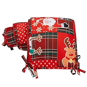 EXQ Home 4-Piece Breathable Crib Liner Protector, Deluxe Crib Safety Guard Pad with Thick Padding, Machine Washable Luxury Nursery Bed Essential for Boys Girls(Santa)