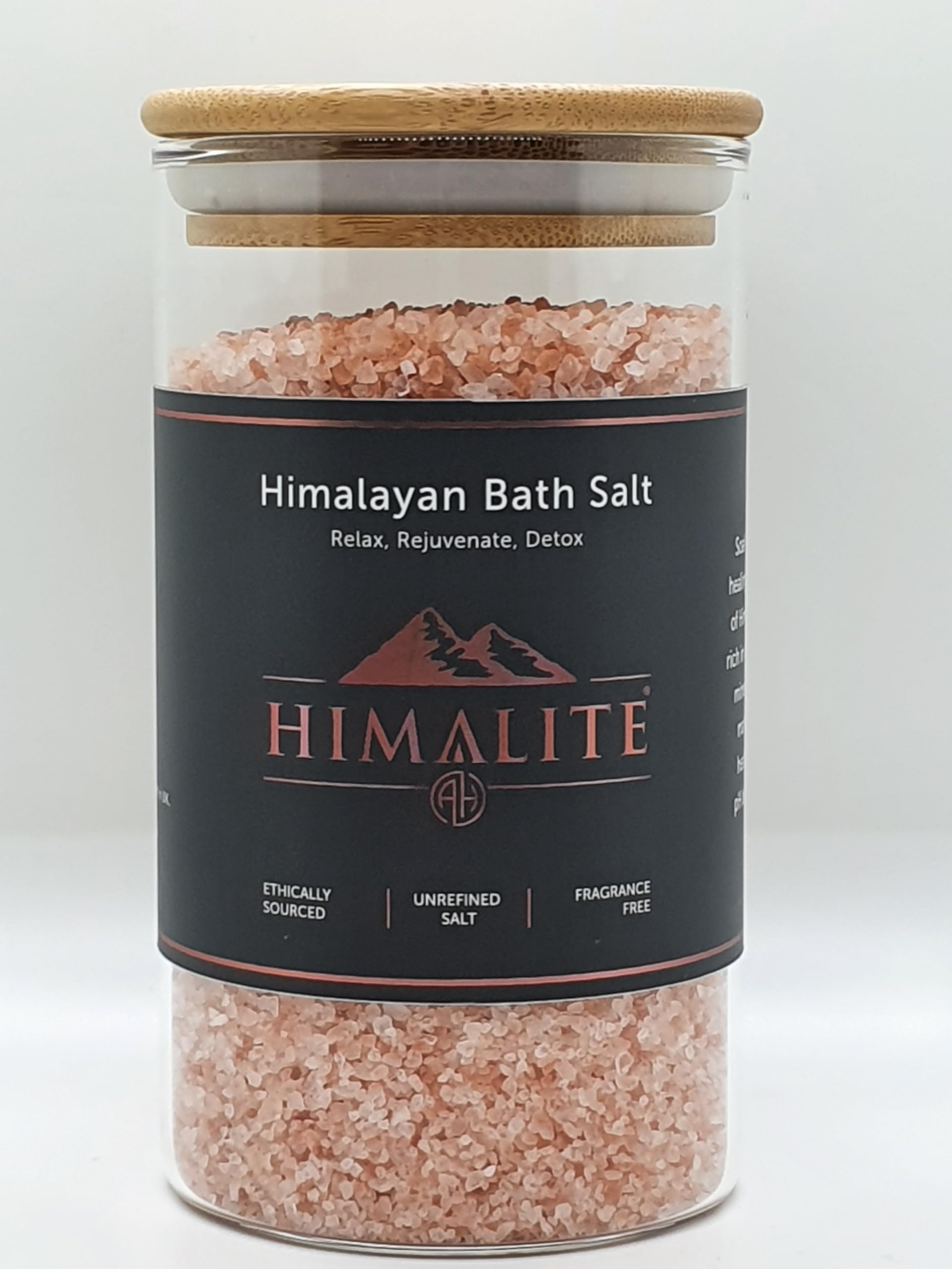 Pink Himalayan Bath Salt in Luxurious Eco-Friendly Glass Jar – 700g