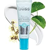 Bliss Block Star Clarifying Daily Mineral Sunscreen Broad Spectrum SPF 30, Blendable Pore Safe Formula for Blemish Prone Skin with Salicylic Acid and Witch Hazel, 1.4 Fl Oz