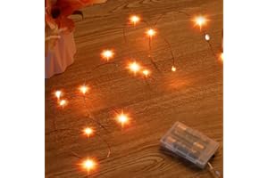 Ariceleo Mini Halloween Fairy Lights Battery Operate, 1 Pack Copper Wire Night Lights 3*AAA Battery Powered Led Starry Fairy String Lights for Bedroom, Christmas, Party, Decoration(5m/16ft Orange)
