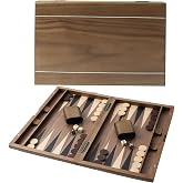 GSE Premium Wooden Inlay Backgammon Board Set (Stripe-17 Inch) | Folding Backgammon Board, Wooden Backgammon Case, Classic Traditional Strategy Games, For Kids &amp; Adults