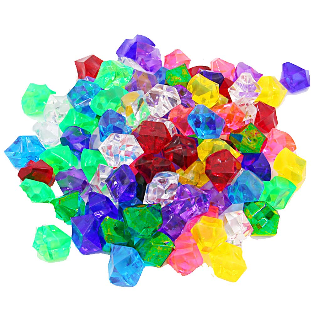 BEHAHAI 100 PCS Pirate Jewels Treasure, Acrylic Diamond Gems Jewels Crystal Acrylic Gemstones Play Gems Ice Rocks Gems for Party Supplies Costume Stage Props Vase Fillers Wedding Decorations