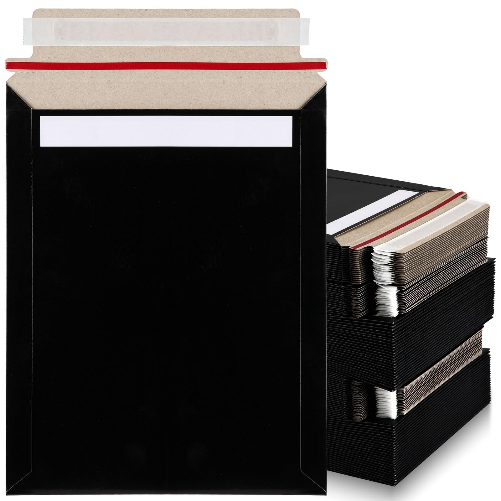 Photo 1 of Fainne 7 x 9 Inch Rigid Mailers Kraft Cardboard Envelope Bulk Self Adhesive Flat Shipping Bag for Office Mailing Document Photo Letters Packaging Supplies(Black,200 Pcs)
