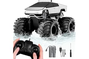 COKZER Remote Control Car, 1:18 Amphibious Waterproof RC Cars, 4WD All Terrain Offroad RC Truck, 2.4GHz Loadable Cyber Truck, 360°In-Situ Rotating Monster Trucks Toys for Boys Hobby Gifts Age 6 7 8 9 10-13+