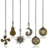 6 Pcs Ceiling Fan Pull Chains, 12 inch Pull Chain Extension, Vintage Beaded Ball Fan Pull Chain Extender Decorative Fan Pull 
